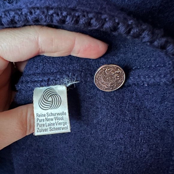 Vintage Litza Pure New Wool Navy Blue Button Down Blazer Jacket - Picture 5 of 8